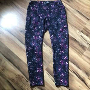 Avia XXL workout leggings purple / teal / white tie dye / fireworks print